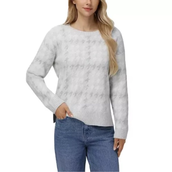 525 Women's Super Soft Crewneck Pullover Lurex Fair isle Sweater Grey Combo - Picture 1 of 15